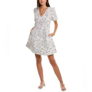 Club Monaco Black and White Puff Sleeve Cotton Dress Size 8